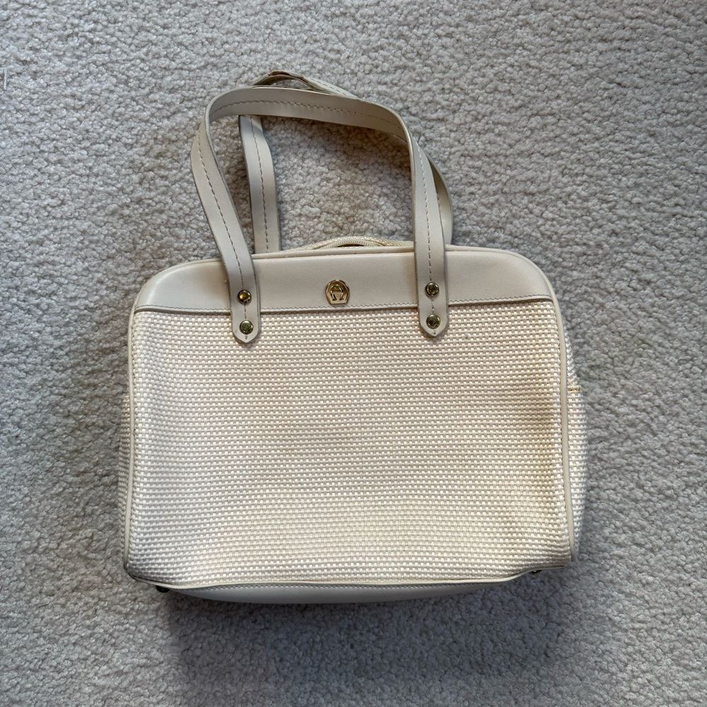 Vintage Étienne Aigner leather and woven handbag